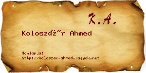 Koloszár Ahmed névjegykártya